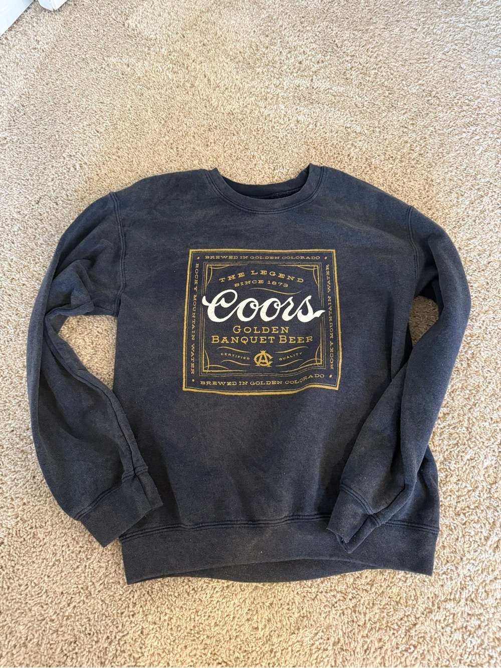 Urban Outfitters Black Crewneck Sweatshirt with Gold Coors Graphic